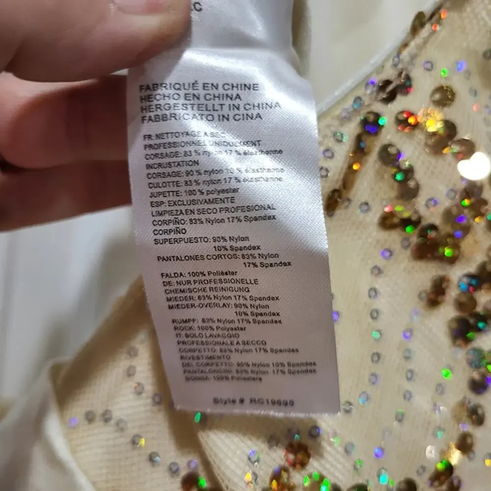 Beautiful ballerina costume Dress halloween pretend Gold tulle sequins sz LC